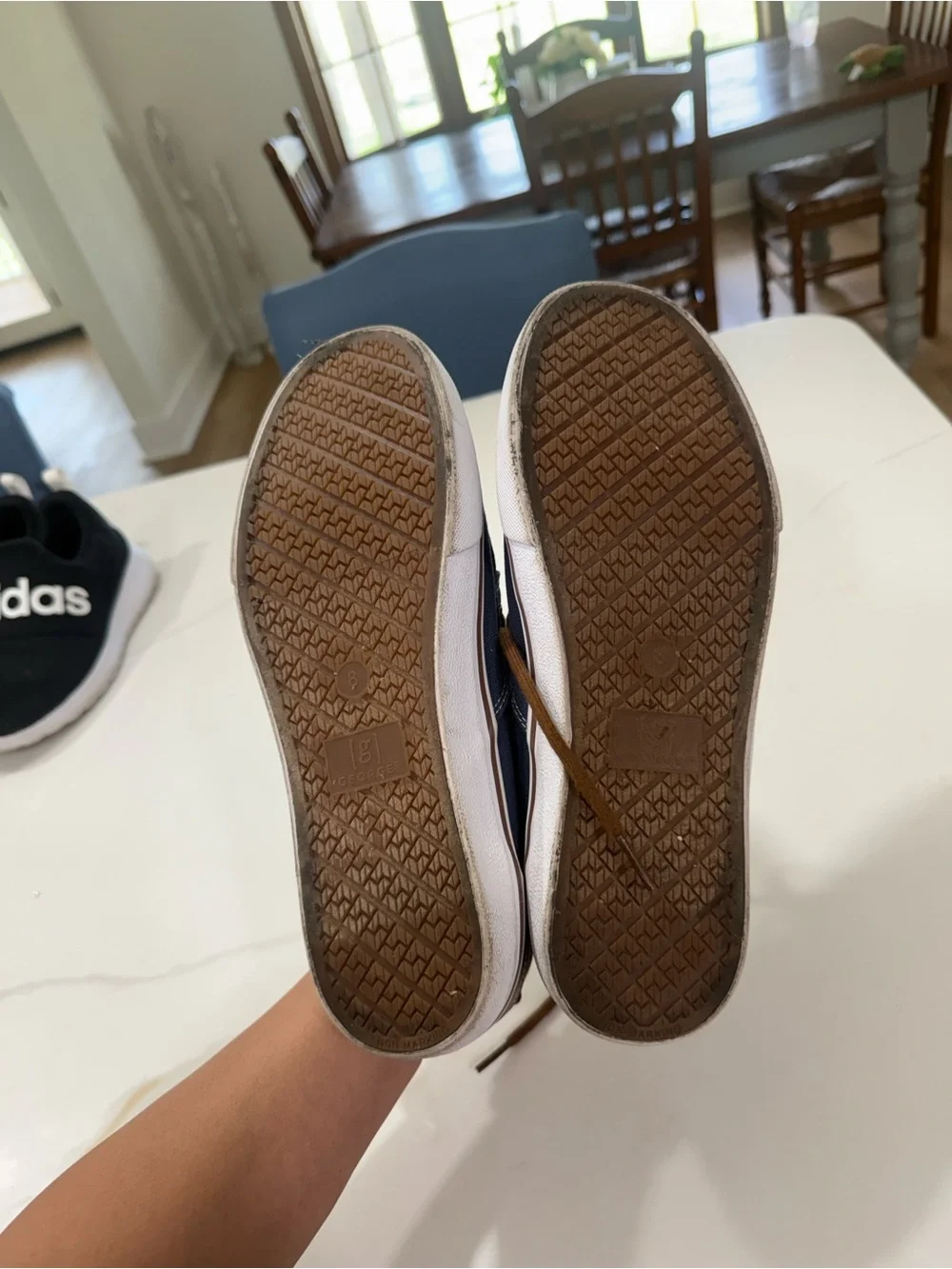 George Navy Canvas Boat Shoes with Brown Laces